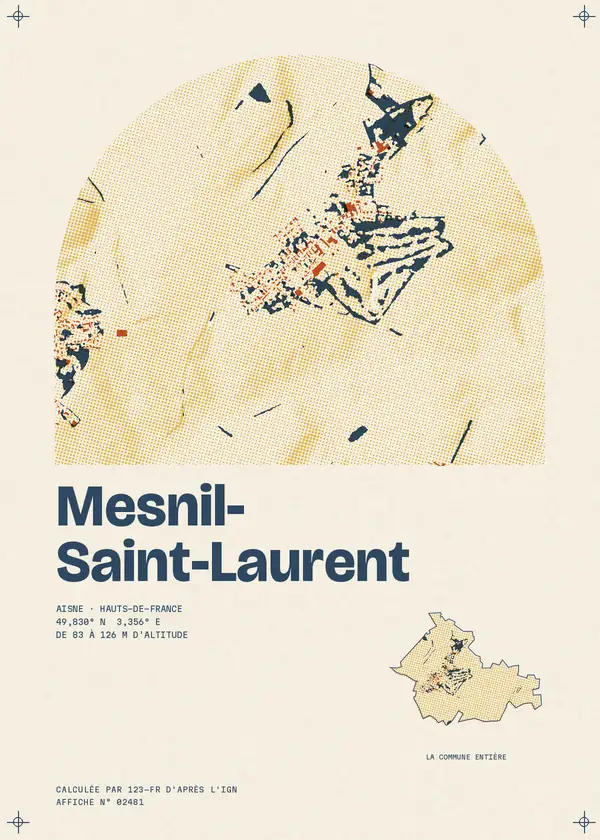 Affiche de Mesnil-Saint-Laurent, calculée par 123-fr d'après l'IGN
