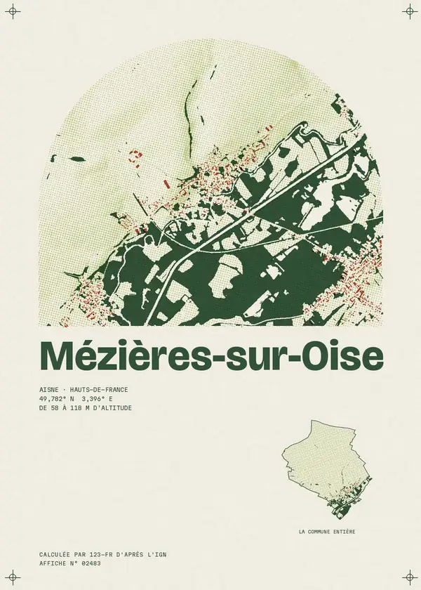 Affiche de Mézières-sur-Oise, calculée par 123-fr d'après l'IGN