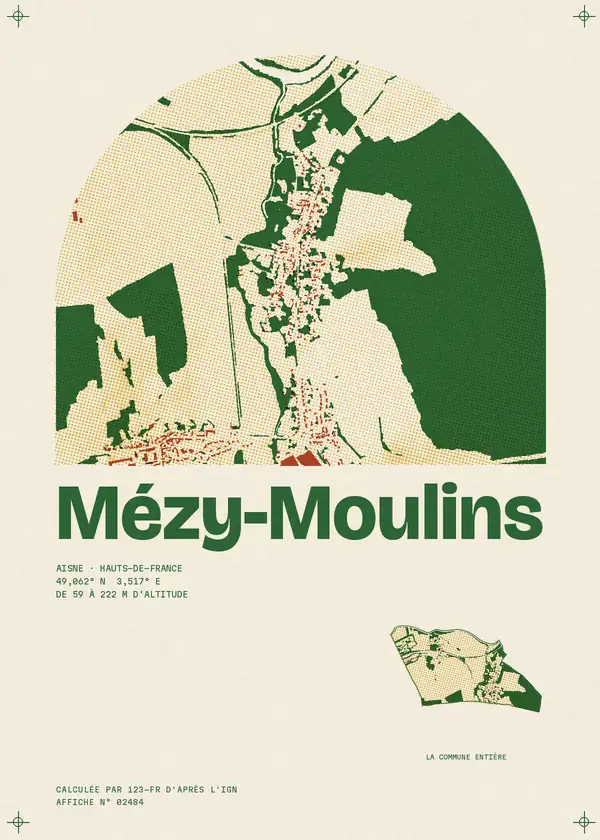 Affiche de Mézy-Moulins, calculée par 123-fr d'après l'IGN