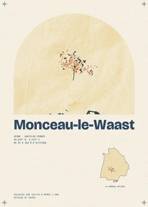 Affiche de Monceau-le-Waast, calculée par 123-fr d'après l'IGN
