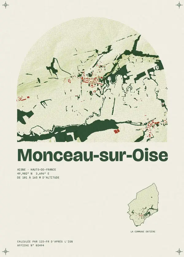 Affiche de Monceau-sur-Oise, calculée par 123-fr d'après l'IGN