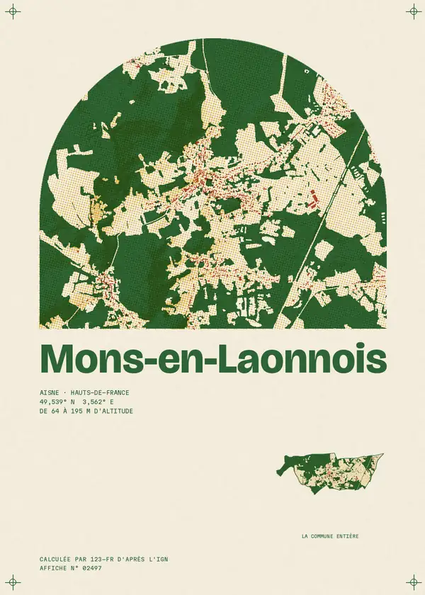 Affiche de Mons-en-Laonnois, calculée par 123-fr d'après l'IGN