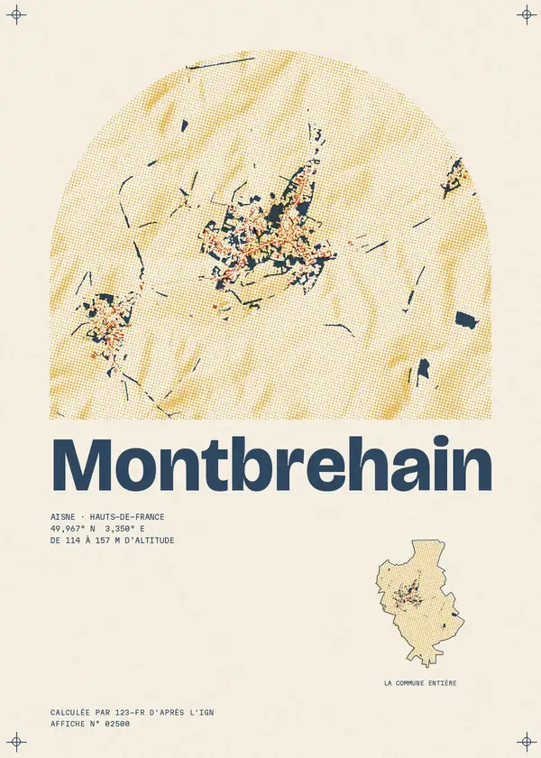 Affiche de Montbrehain, calculée par 123-fr d'après l'IGN