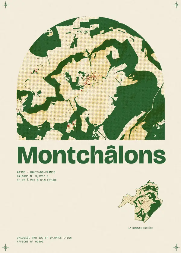 Affiche de Montchâlons, calculée par 123-fr d'après l'IGN