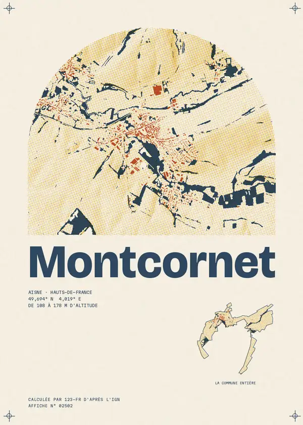 Affiche de Montcornet, calculée par 123-fr d'après l'IGN