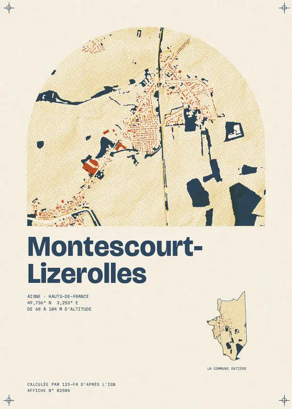 Affiche de Montescourt-Lizerolles, calculée par 123-fr d'après l'IGN