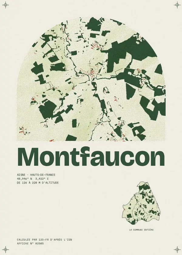 Affiche de Montfaucon, calculée par 123-fr d'après l'IGN