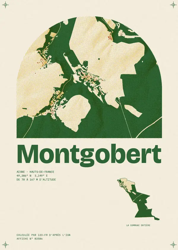 Affiche de Montgobert, calculée par 123-fr d'après l'IGN