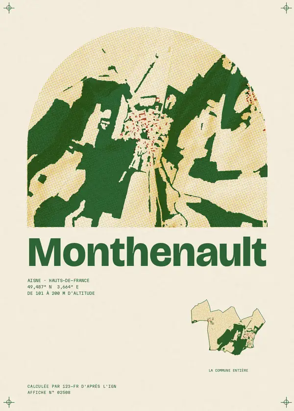 Affiche de Monthenault, calculée par 123-fr d'après l'IGN