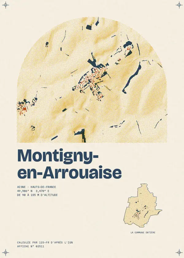 Affiche de Montigny-en-Arrouaise, calculée par 123-fr d'après l'IGN