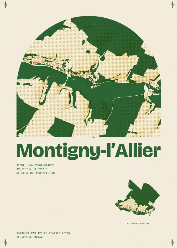 Affiche de Montigny-l'Allier, calculée par 123-fr d'après l'IGN