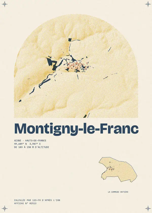 Affiche de Montigny-le-Franc, calculée par 123-fr d'après l'IGN