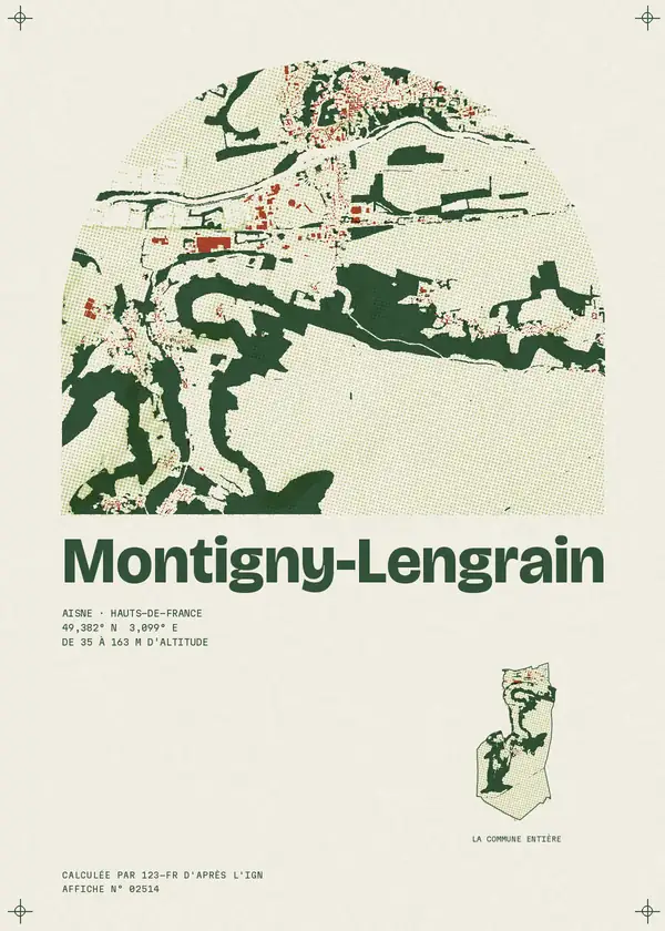 Affiche de Montigny-Lengrain, calculée par 123-fr d'après l'IGN