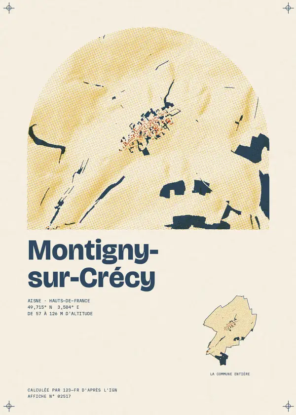 Affiche de Montigny-sur-Crécy, calculée par 123-fr d'après l'IGN