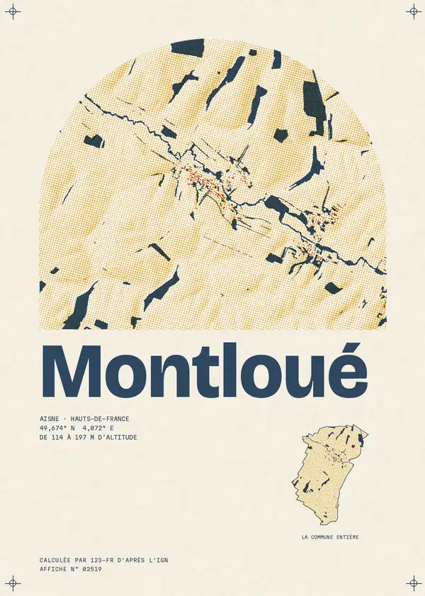 Affiche de Montloué, calculée par 123-fr d'après l'IGN