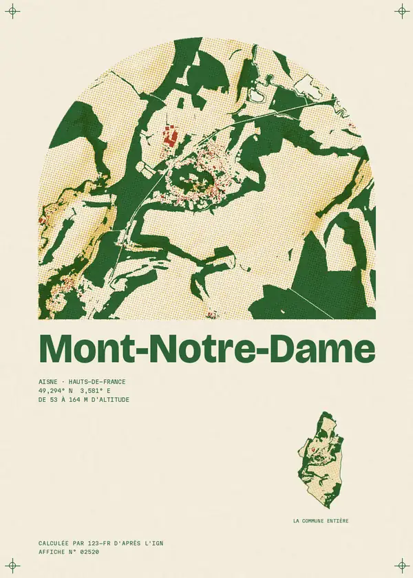 Affiche de Mont-Notre-Dame, calculée par 123-fr d'après l'IGN