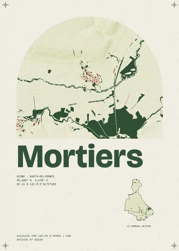 Affiche de Mortiers, calculée par 123-fr d'après l'IGN
