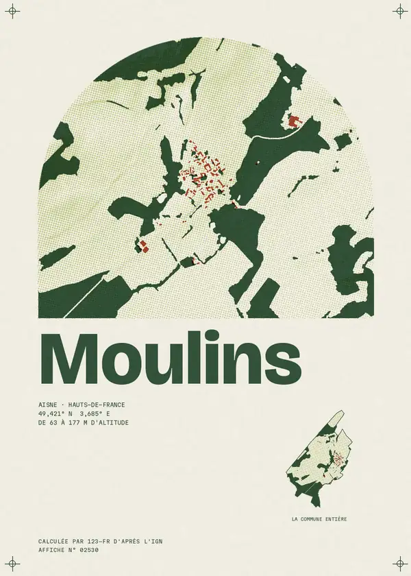 Affiche de Moulins, calculée par 123-fr d'après l'IGN