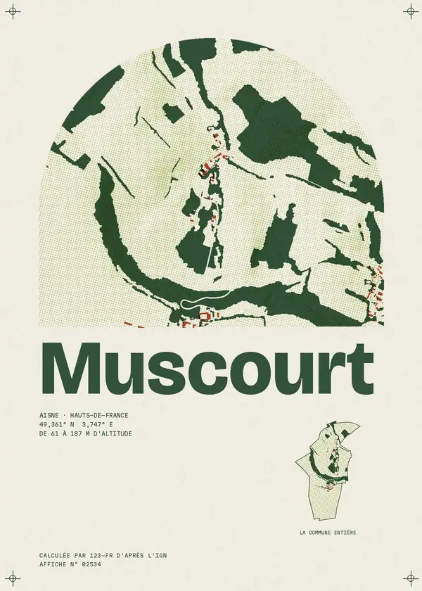 Affiche de Muscourt, calculée par 123-fr d'après l'IGN