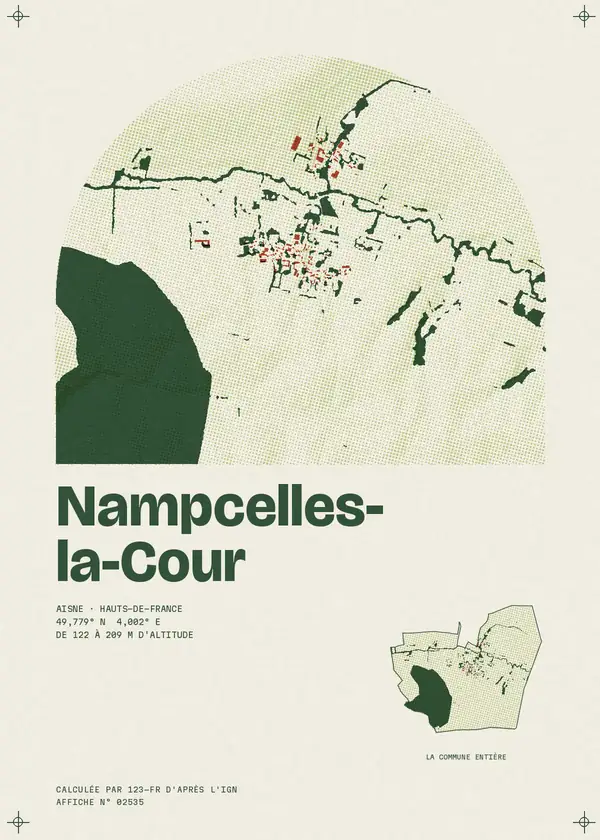 Affiche de Nampcelles-la-Cour, calculée par 123-fr d'après l'IGN
