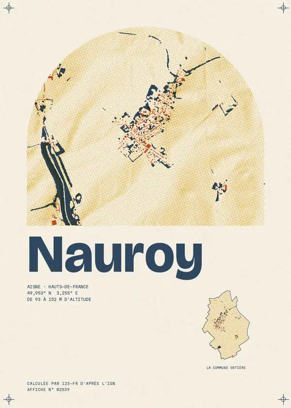Affiche de Nauroy, calculée par 123-fr d'après l'IGN