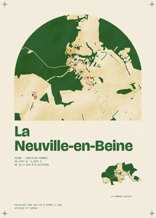 Affiche de La Neuville-en-Beine, calculée par 123-fr d'après l'IGN