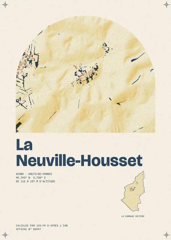Affiche de La Neuville-Housset, calculée par 123-fr d'après l'IGN
