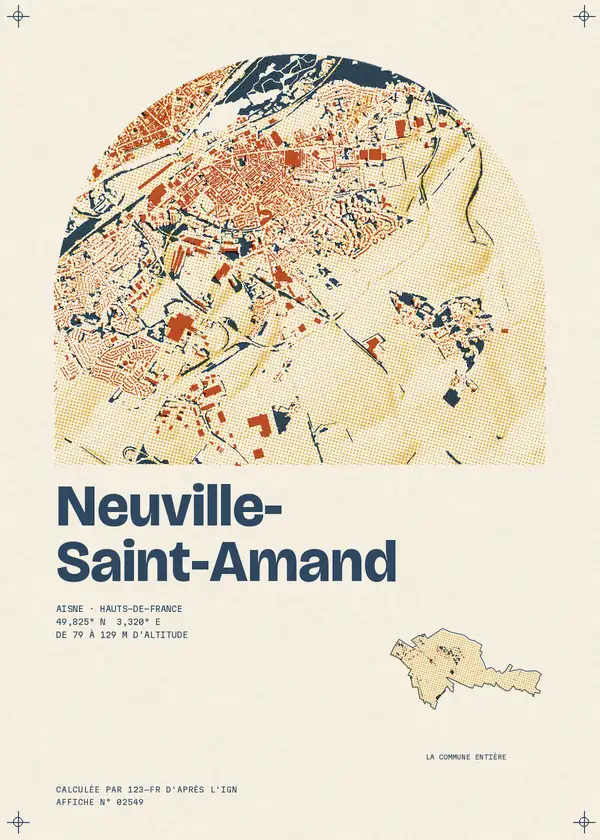 Affiche de Neuville-Saint-Amand, calculée par 123-fr d'après l'IGN