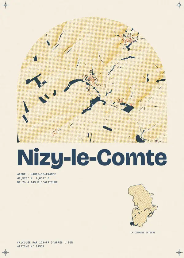 Affiche de Nizy-le-Comte, calculée par 123-fr d'après l'IGN
