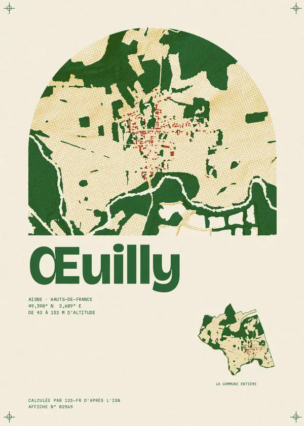 Affiche de Œuilly, calculée par 123-fr d'après l'IGN