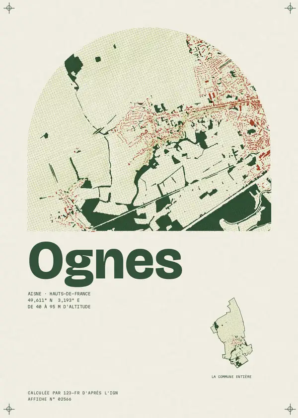 Affiche de Ognes, calculée par 123-fr d'après l'IGN