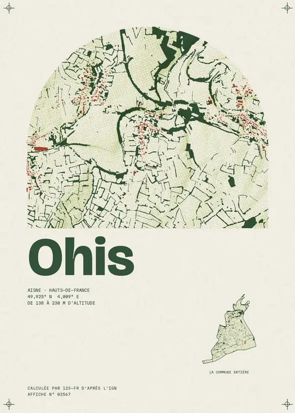 Affiche de Ohis, calculée par 123-fr d'après l'IGN