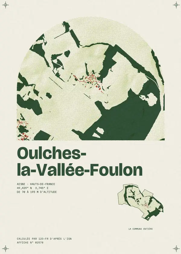 Affiche de Oulches-la-Vallée-Foulon, calculée par 123-fr d'après l'IGN