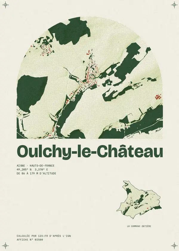 Affiche de Oulchy-le-Château, calculée par 123-fr d'après l'IGN