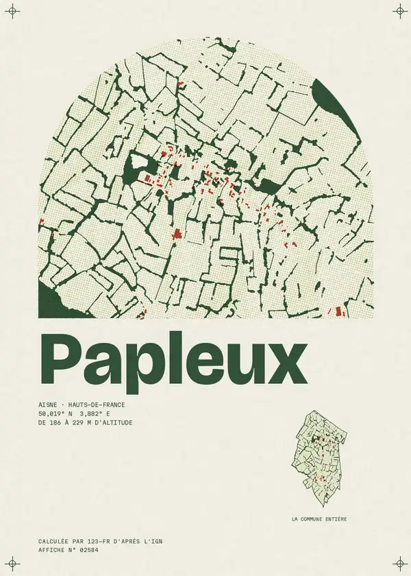 Affiche de Papleux, calculée par 123-fr d'après l'IGN