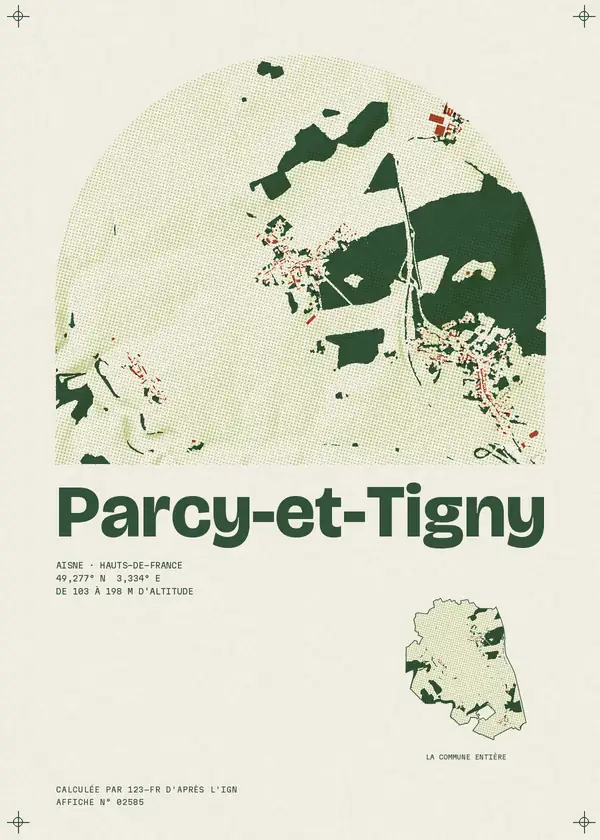 Affiche de Parcy-et-Tigny, calculée par 123-fr d'après l'IGN