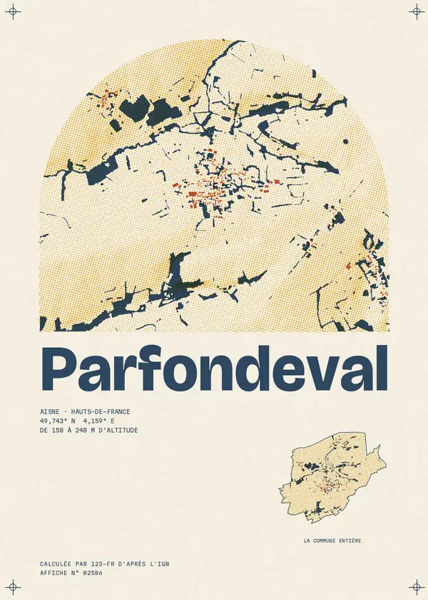Affiche de Parfondeval, calculée par 123-fr d'après l'IGN