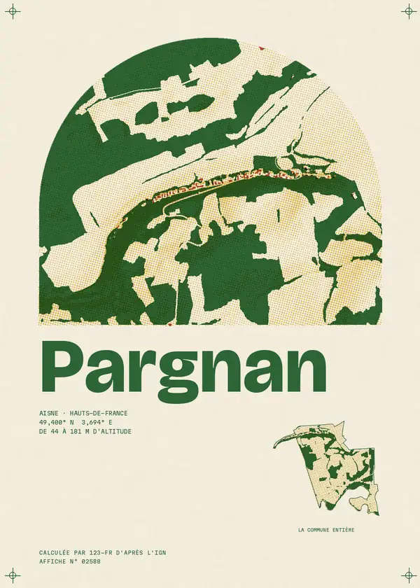 Affiche de Pargnan, calculée par 123-fr d'après l'IGN