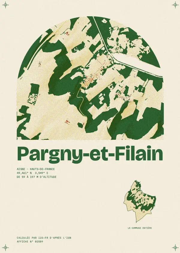 Affiche de Pargny-et-Filain, calculée par 123-fr d'après l'IGN