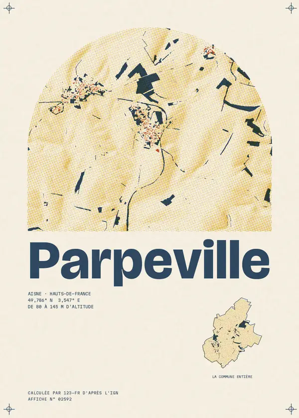 Affiche de Parpeville, calculée par 123-fr d'après l'IGN