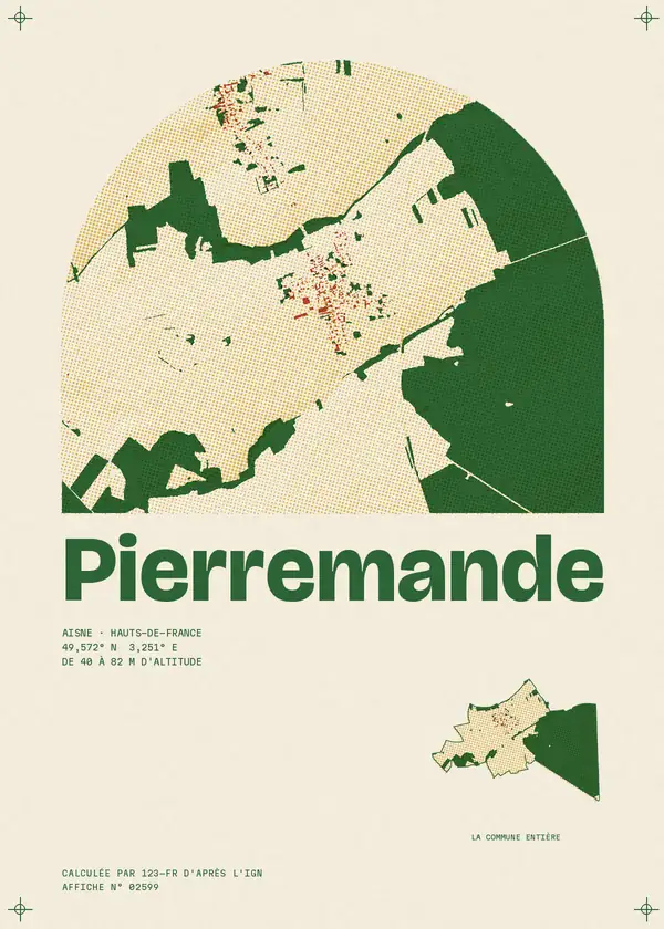 Affiche de Pierremande, calculée par 123-fr d'après l'IGN