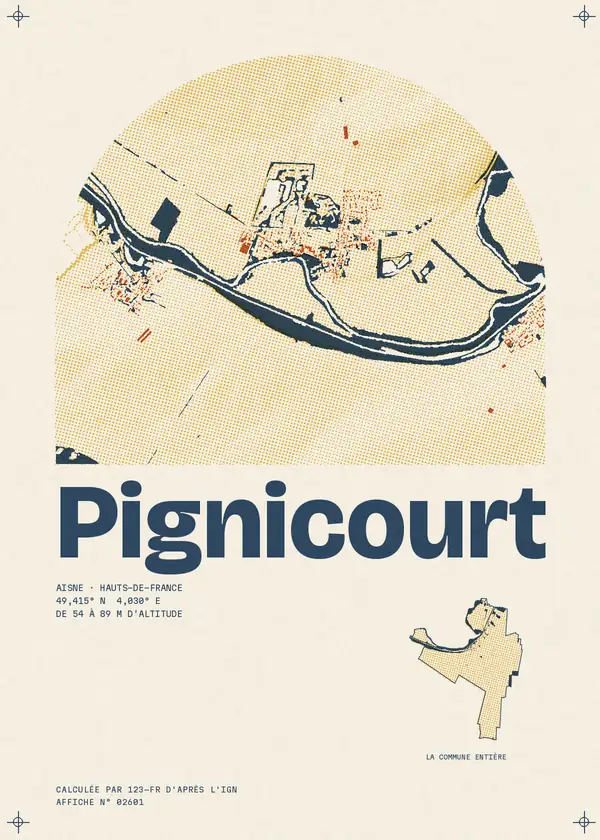 Affiche de Pignicourt, calculée par 123-fr d'après l'IGN