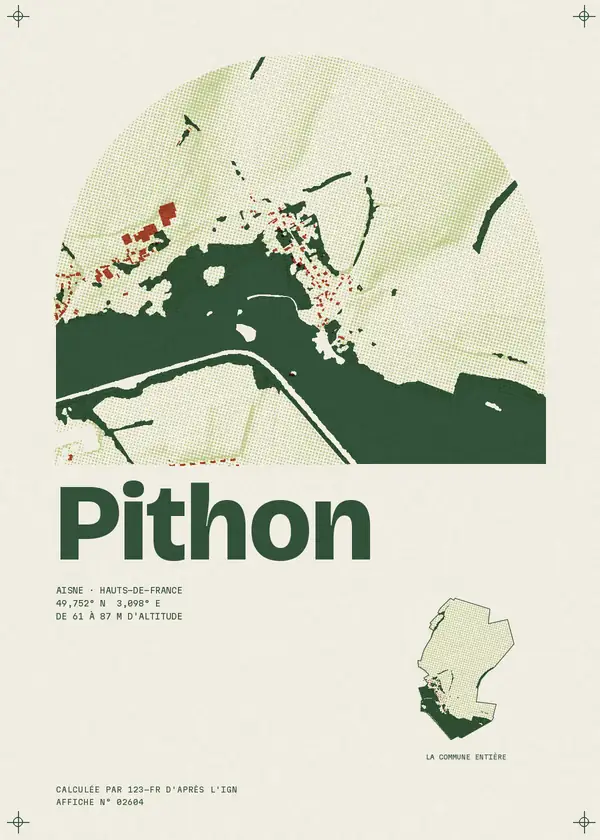Affiche de Pithon, calculée par 123-fr d'après l'IGN