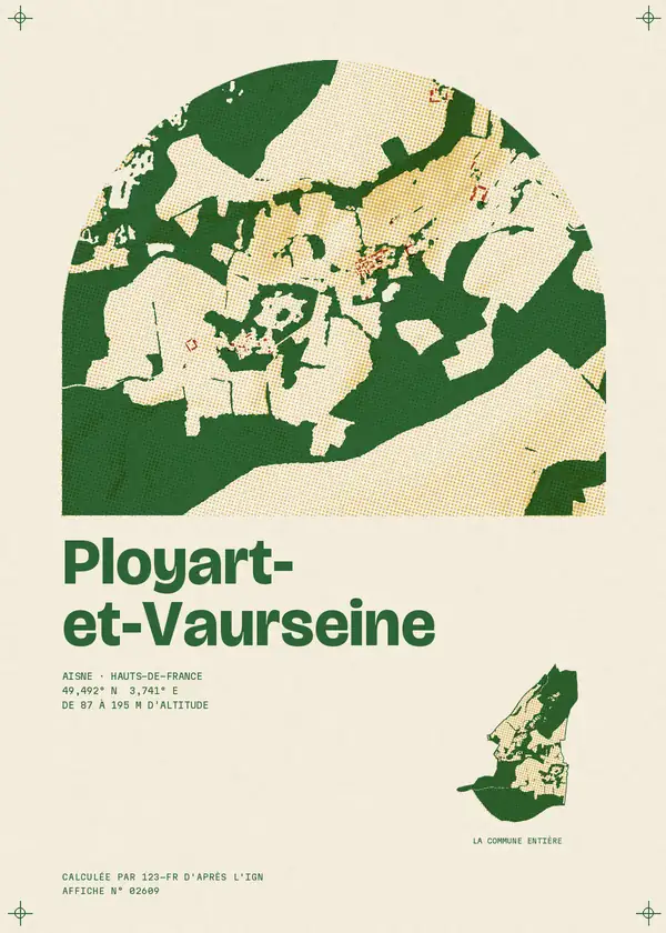Affiche de Ployart-et-Vaurseine, calculée par 123-fr d'après l'IGN