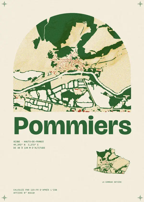 Affiche de Pommiers, calculée par 123-fr d'après l'IGN