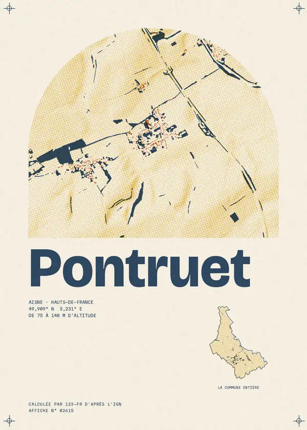 Affiche de Pontruet, calculée par 123-fr d'après l'IGN
