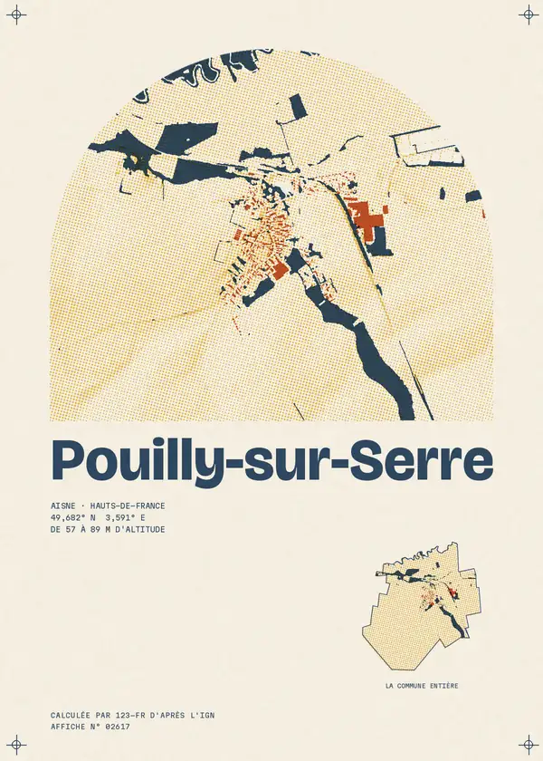 Affiche de Pouilly-sur-Serre, calculée par 123-fr d'après l'IGN