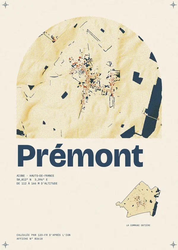 Affiche de Prémont, calculée par 123-fr d'après l'IGN