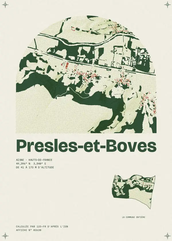 Affiche de Presles-et-Boves, calculée par 123-fr d'après l'IGN