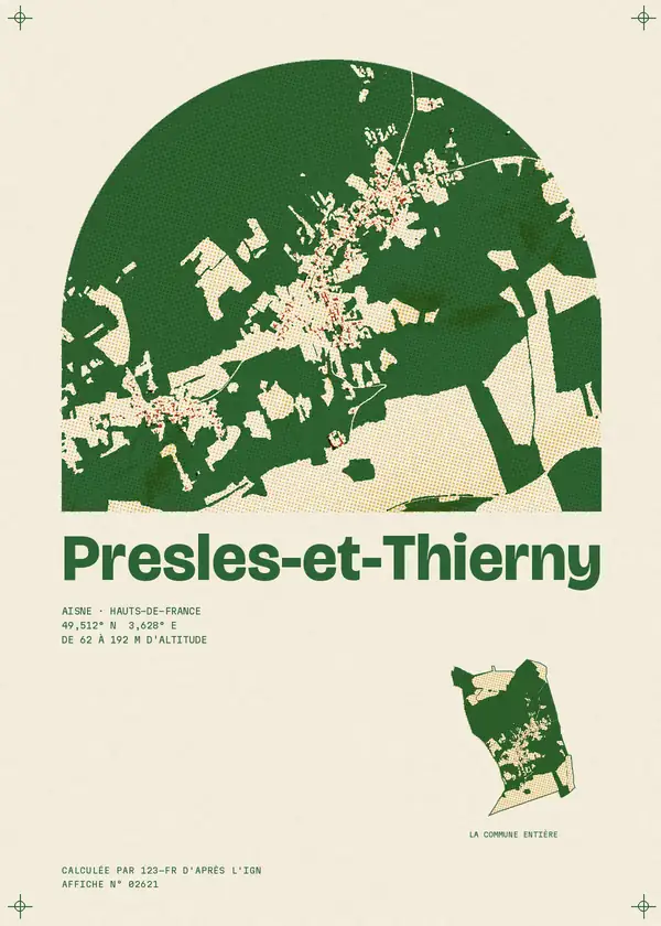 Affiche de Presles-et-Thierny, calculée par 123-fr d'après l'IGN
